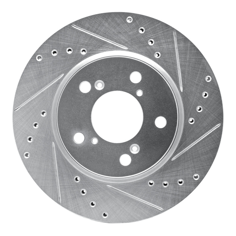 Honda Odyssey Brake Rotor (1) - Front Right - R1 Concepts - Drilled & Slotted - Silver - `05-`10